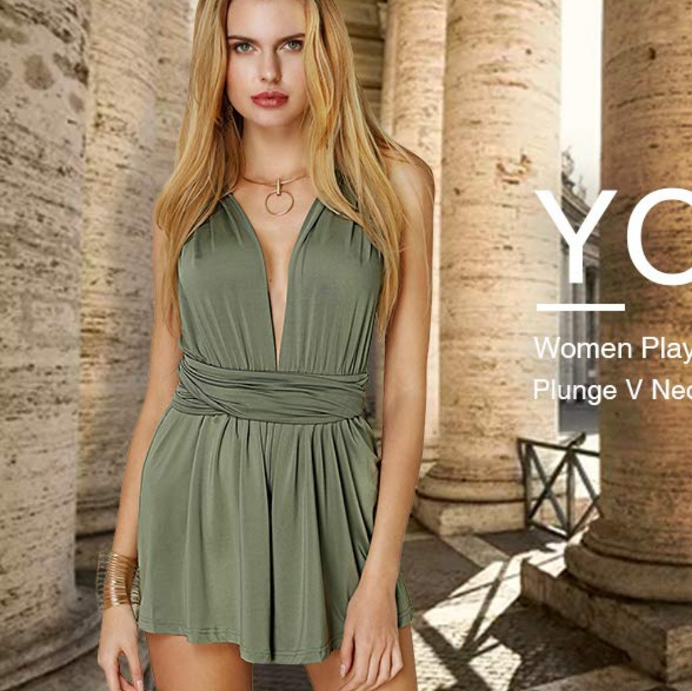 Women Playsuit Rompers Convertible Plunge Sexy V N